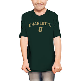 UNC Charlotte Forty-Niners Arch Logo Youth Short Sleeve T Shirt - Forest