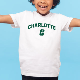 UNC Charlotte Forty-Niners Arch Logo Youth Short Sleeve T Shirt - White