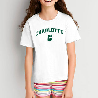 UNC Charlotte Forty-Niners Arch Logo Youth Short Sleeve T Shirt - White