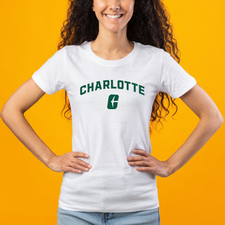 UNC Charlotte Forty-Niners Arch Logo Womens Short Sleeve T Shirt - White