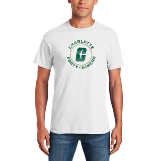 UNC Charlotte Forty-Niners Distressed Circle Logo Short Sleeve T Shirt - White