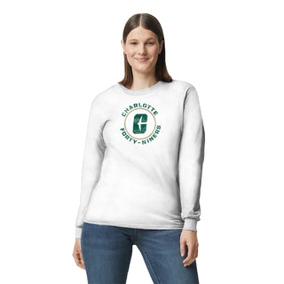 UNC Charlotte Forty-Niners Distressed Circle Logo Long Sleeve T Shirt - White
