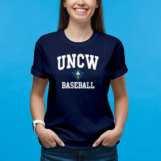 UNC Wilmington Seahawks Arch Logo Baseball T-Shirt - Navy