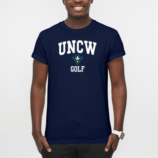 UNC Wilmington Seahawks Arch Logo Golf T-Shirt - Navy