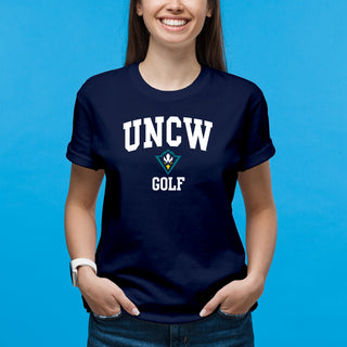 UNC Wilmington Seahawks Arch Logo Golf T-Shirt - Navy