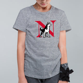 Northeastern University Primary Logo Youth T-Shirt - Sport Grey