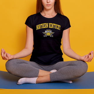 Northern Kentucky University Norse Arch Logo Women's Short Sleeve T Shirt - Black
