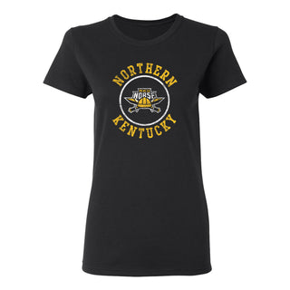 Northern Kentucky University Norse Distressed Circle Logo Womens Short Sleeve T Shirt - Black