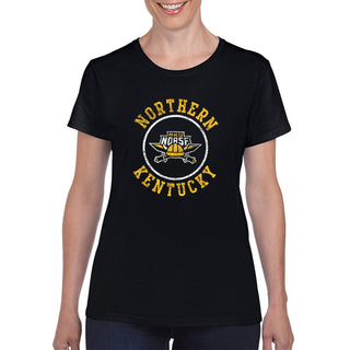 Northern Kentucky University Norse Distressed Circle Logo Womens Short Sleeve T Shirt - Black