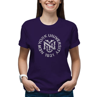 NYU Violets Distressed Circle Logo T-Shirt - Purple