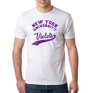 New York University VIolets Retro Script Premium Triblend T-Shirt - Heather White
