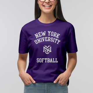 New York University Violets Arch Logo Softball T-Shirt - Purple
