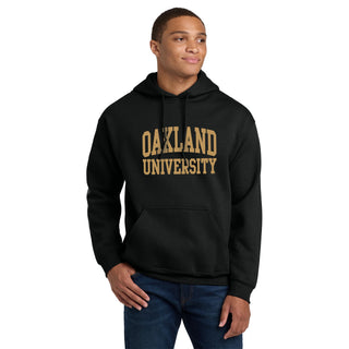 Oakland University Front and Back Print Hoodie - Black