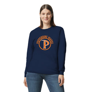 Pepperdine University Waves Distressed Circle Logo Long Sleeve T-Shirt - Navy