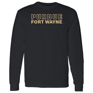 Purdue University Fort Wayne Mastodons Basic Block Long Sleeve T Shirt - Black