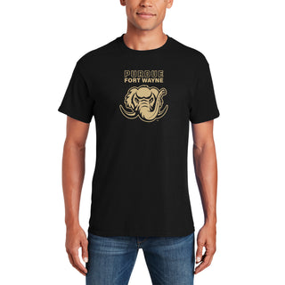 Purdue University Fort Wayne Mastodons Primary Logo Short Sleeve T Shirt - Black