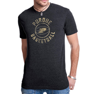 Purdue University Boilermakers Basketball Distress Short Sleeve T Shirt - Vintage Black