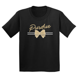 Purdue Bow Script Youth T-Shirt - Black