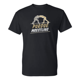 Purdue Wrestling Sketch T-Shirt - Black