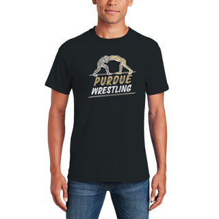 Purdue Wrestling Sketch T-Shirt - Black