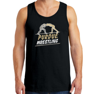Purdue Wrestling Sketch Tank Top - Black