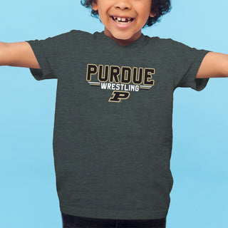 Purdue Wrestling Top Flight Youth T-Shirt - Dark Heather