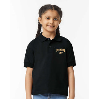 Purdue Arch Logo EMB Youth Dryblend Jersey Polo