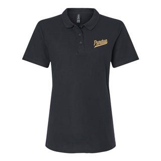 Purdue Script EMB Womens Softstyle Pique Polo