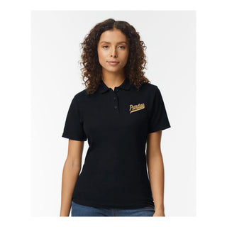 Purdue Script EMB Womens Softstyle Pique Polo