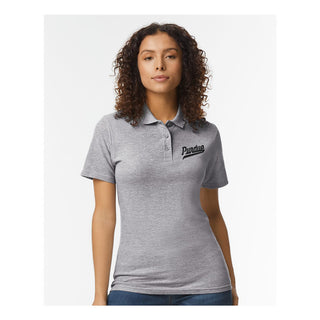 Purdue Script EMB Womens Softstyle Pique Polo