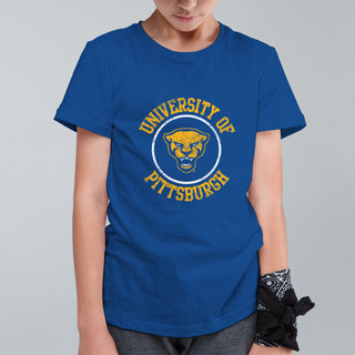Pittsburgh Panthers Distressed Circle Logo Youth T-Shirt - Royal