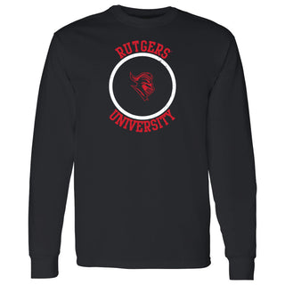 Rutgers University Scarlet Knights Distressed Circle Logo Long Sleeve T-Shirt - Black