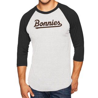 St. Bonaventure Script Wordmark Triblend T-Shirt - 3/4 Sleeve Raglan - White/Black