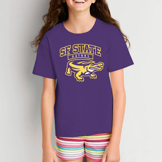 San Francisco State University Gators Arch Logo Youth T-Shirt - Purple