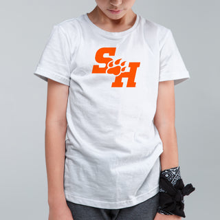 Sam Houston State University Bearkats Primary Logo Short Sleeve Youth T Shirt - White