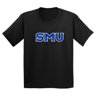Southern Methodist University Mustangs Basic Block Outline Youth T-Shirt - Black