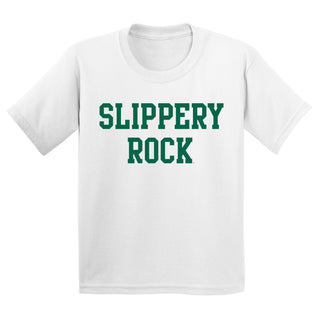 Slippery Rock University The Rock Basic Block Short Sleeve Youth T Shirt - White