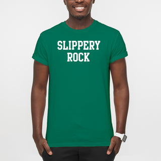 Slippery Rock University The Rock Basic Block Short Sleeve T Shirt - Kelly Green