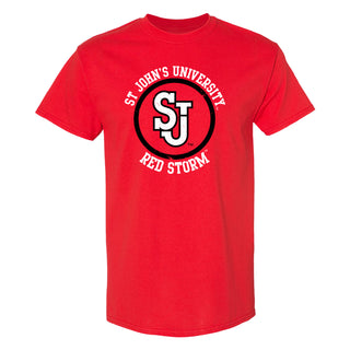 St John's University Red Storm Distressed Circle Logo T-Shirt - Red