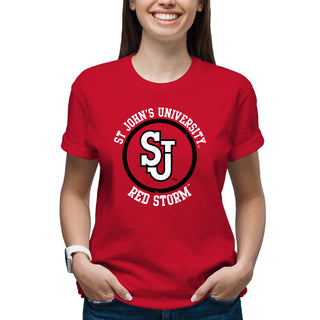 St John's University Red Storm Distressed Circle Logo T-Shirt - Red
