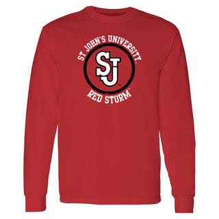 St John's University Red Storm Distressed Circle Logo Long Sleeve T-Shirt - Red