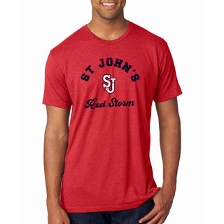 St John's Red Storm Retro Script Triblend Shirt - Vtg Red