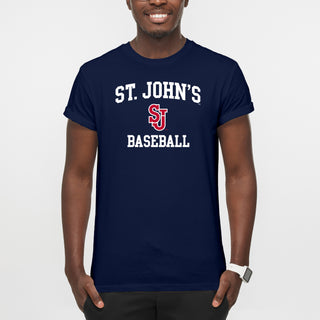 St John's Red Storm Arch Logo Baseball T-Shirt - Navy
