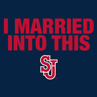 St John's Red Storm I Married Into This T-Shirt - Navy
