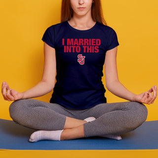 St John's Red Storm I Married Into This Women's T-Shirt - Navy