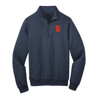 Syracuse Orange Primary Logo Left Chest 1/4 ZIp Sweatshirt - Navy
