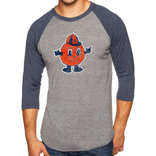 Syracuse Mascot Mark 3/4 Sleeve Raglan - Premium Htr / Vtg Navy