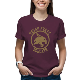 Texas State Bobcats Distressed Circle Logo T-Shirt - Maroon