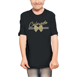 Colorado Bow Script Youth T-Shirt - Black