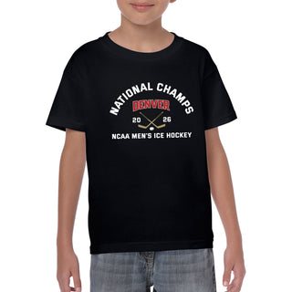 Denver 2026 Hockey National Champions Blocked Shot Youth T-Shirt